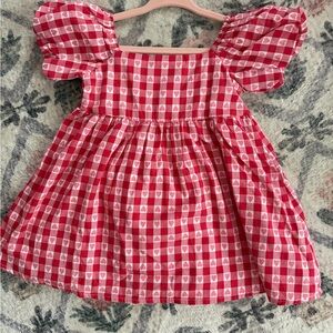 Janie and Jack Red Checkered Dress with Heart Design